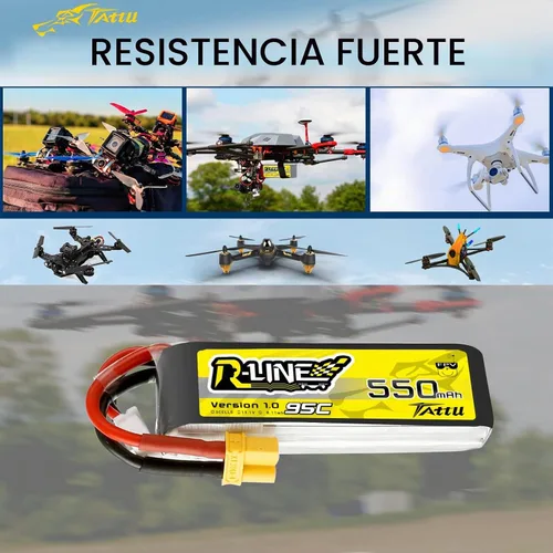 Vista 4 de TATTU R-Line 3S Lipo Batería 550mAh 11.1V 95C con XT30 Plug para FPV Racing Quadcopter