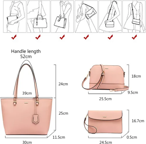 Vista 4 de Juego de 3bolsos de mano para mujer, bolso estilo boho tipo bandolera para llevar colgado del hombro