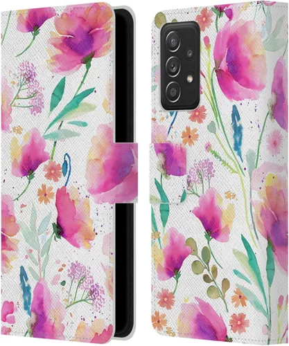 Vista 89 de Head Case Designs Officially Licensed Ninola Abstract Poppies Lilac Floral Leather Wallet Case Compatible with Samsung Galaxy A07 4G