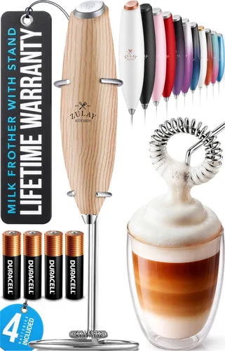 Vista 95 de Zulay Kitchen Potente varita espumadora de leche con 2 baterías Duracell – Mezclador de bebidas portátil ultrarrápido – Máquina de espuma eléctrica