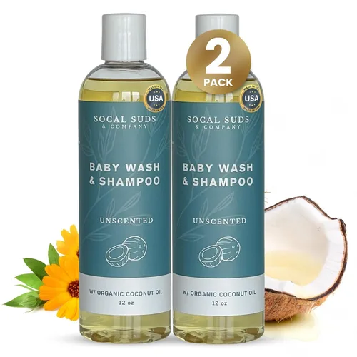 Vista 8 de SoCal Suds & Company Champú orgánico para bebés y gel de baño - Jabón de Castilla 2 en 1, hipoalergénico, piel sensible, jabón natural, champú