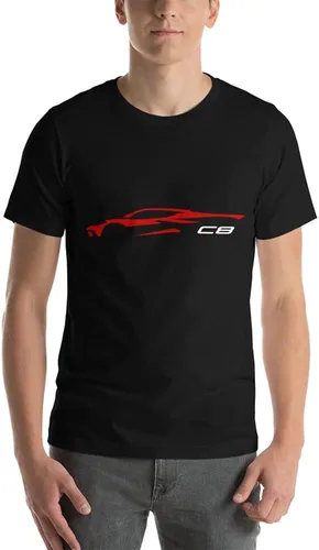 Vista 2 de Camiseta Vette de 8 generación con silueta de contorno C8 roja 2022 2023