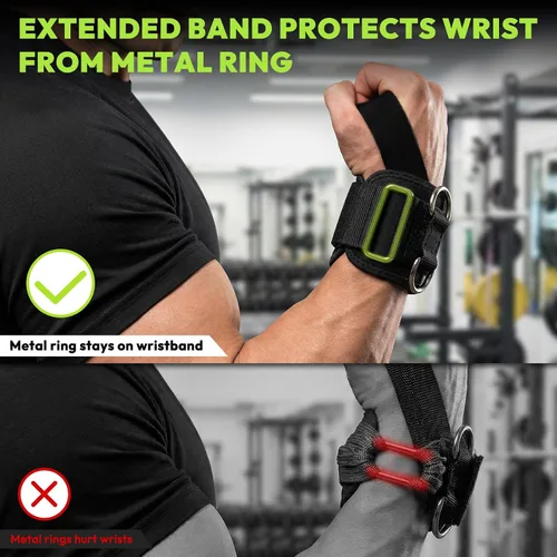 Vista 2 de HANDBODE Lifting Wrist Straps for Weightlifting, Gym Wraps with Double D-Ring for Secure Grip, Deadlift, Pull Up, Bodybuilding, Cable Workout, Fit