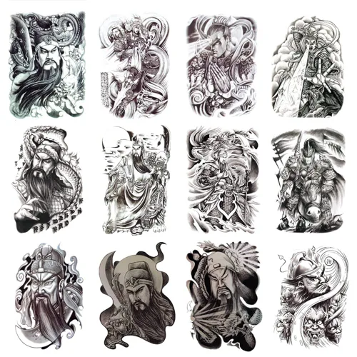 Vista 10 de 12 hojas de tatuajes falsos en el pecho, brazo, hombro, tatuajes, arte corporal, mangas de 5.9 x 8.3 pulgadas, tatuajes temporales impermeables