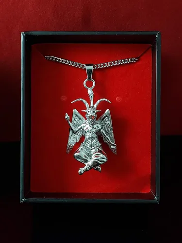 Vista 6 de Iglesia de Satanás Baphomet Colgante Collar 316L Acero Inoxidable Eliphas Levi