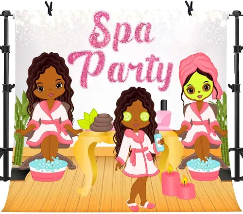 Vista 8 de Telones de fondo de fiesta de spa para niños para fotografía de cumpleaños 10 para niñas, fiesta de spa, día de spa, telón de fondo fotográfico