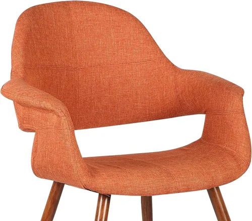 Vista 7 de Armen Living Silla de comedor Phoebe en tela naranja y acabado de madera de nogal