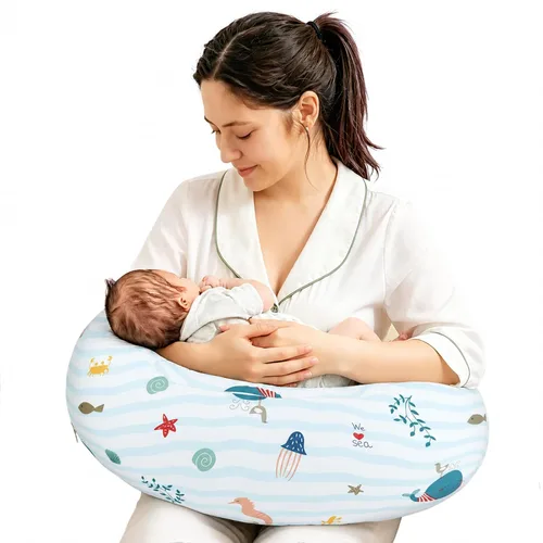 Vista 8 de Almohada de lactancia, almohadas de lactancia materna con funda extraíble de tamaño estándar, almohada de lactancia con relleno transpirable