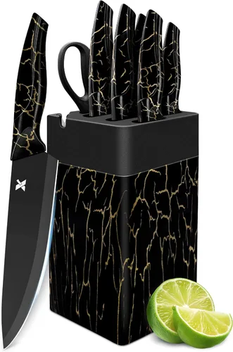 Vista 8 de XANAPON Juego de cuchillos de cocina de 14 piezas, acero inoxidable alemán de alto carbono, cubiertos aptos para lavavajillas con afilador