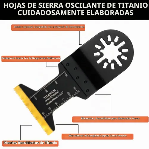 Vista 4 de Hojas de sierra oscilantes, cuchillas multiherramienta de titanio, corte de metal, cuchillas multiherramienta para uñas de metal suave