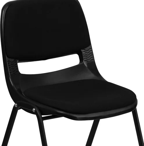 Vista 8 de EMMA + OLIVER Silla apilable ergonómica acolchada negra para estudiantes - aula/silla de invitados