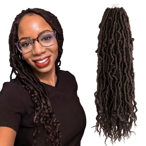 Vista 11 de BOHOBABE Rastas Sintéticas de Ganchillo de 10 Pulgadas, Rastas de Ganchillo Suaves Boho con Puntas Rizadas, Rastas Cortas de Diosa Bohemia de 1#