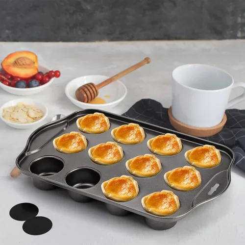 Vista 5 de Tosnail Paquete de 2 mini moldes para tarta de queso de 12 cavidades con parte inferior extraíble