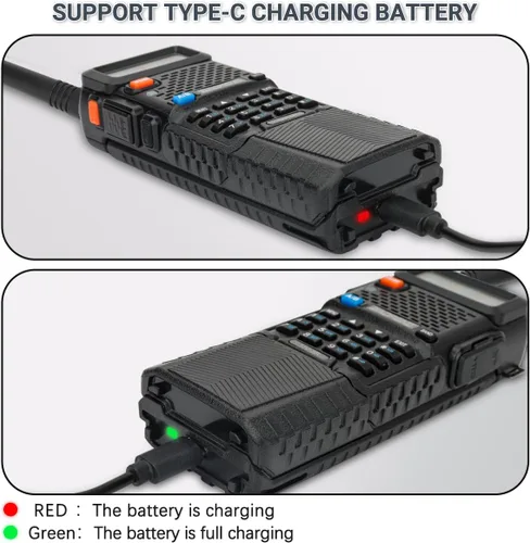 Vista 8 de BAOFENG Batería UV-5R BL-5 3800mAh USB-C de carga extendida de alta capacidad para radios UV5R BF-F8HP serie UV-5R con cable de carga tipo C