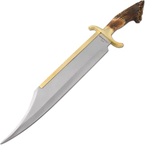 Vista 2 de Cuchillo de caza de mango de cuerno de ciervo de Montana de corona real hecho a mano de encargo