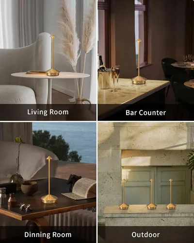 Vista 6 de Juego de 2 lámparas de mesa modernas inalámbricas, lámparas de escritorio LED portátiles, iluminación con batería recargable de 5000mAh