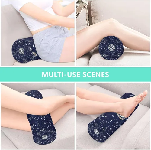 Vista 7 de White Eyes Blue Neck Pillow for Sleeping, Cervical Roll Memory Foam Pillows for Neck Pain Relief, Neck Support Round Pillows with Washable Cover for