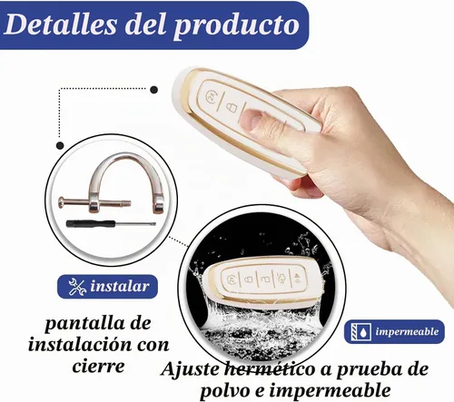 Vista 5 de Vrasly Compatible con funda para llavero Ford con cordón para llavero, fundas de repuesto de TPU suave para Ford C-Max Edge Escape Expedition Blanco