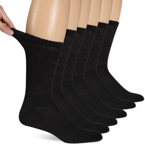 Vista 12 de Dr. Scholl's Calcetines circuladores y diabetes para hombre, paquete de 4 y 6 pares, control de la humedad no vinculante