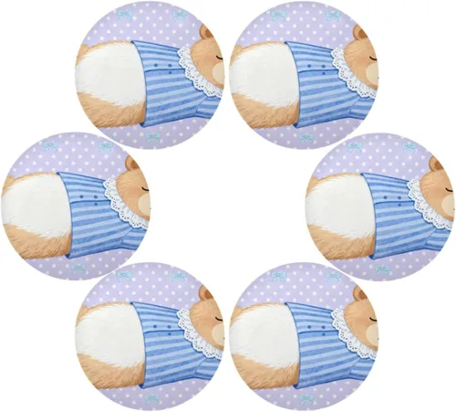 Vista 3 de Cartoon Cute Bear Purple placemats Circle Reusable Chalkboard placemats 15x15 in manteles para mesa