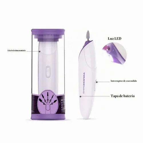 Vista 2 de Juego de lima de uñas eléctrica automática profesional para manicura/pedicura, 5 accesorios intercambiables, sin cable y funciona