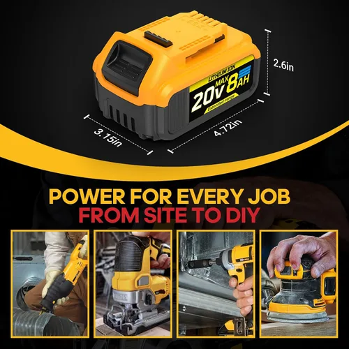 Vista 8 de Reemplazo de 8 Ah compatible con batería Dewalt de 20 V Max con alta
