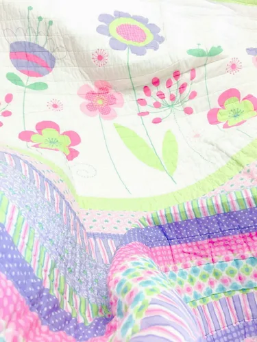 Vista 2 de [Rainbow Flower] Juego de edredón de 2 piezas 100% algodón hipoalergénico para dormitorio, tamaño individual, color rosa