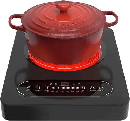 Vista 10 de Estufa eléctrica portátil, estufa eléctrica de un solo quemador de 1800 W para todos los utensilios de cocina, quemador infrarrojo de encimera