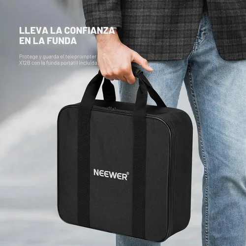 Vista 8 de NEEWER Basics X12B de aleación de aluminio teleprompter elevable de 12" para iPad Tablet DSLR Cámara, sin ensamblaje, control remoto y aplicación