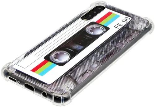Vista 4 de FAteamll Funda para Galaxy A50 con esquinas reforzadas, TPU suave parachoques retro Cassette Cassette Funda compatible con Samsung Galaxy A50 / A50s
