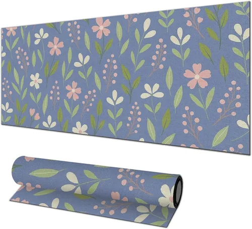 Vista 15 de HOMETITUTE Alfombrilla para mouse de 31.5 x 11.8 pulgadas, con bandera estadounidense, floral, XL, grande, extendida, para teclado, computadora