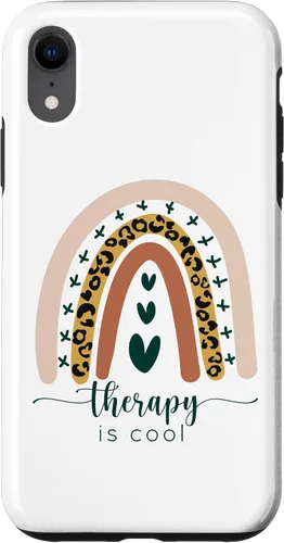 Vista 8 de iPhone 15 Therapy is Cool Mental Health Awareness Rainbow Leopard Cute Case