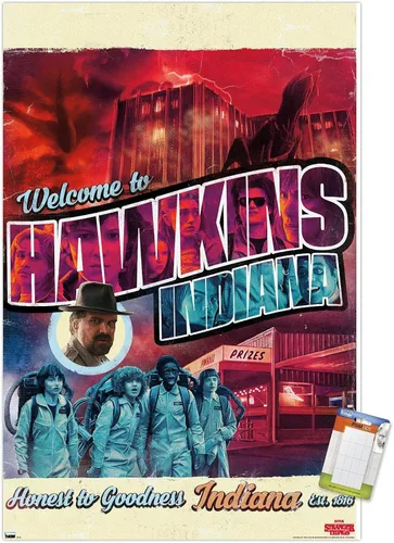 Vista 12 de Trends International Netflix Stranger Things - Póster de pared de Welcome to Hawkins Indiana, 22.4 pulgadas de largo x 14.7 W, versión enmarcada