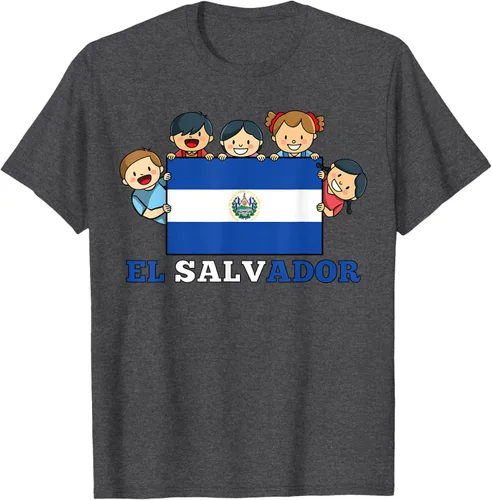 Vista 37 de Camiseta salvadoreña del Mes de la Herencia Hispana con la bandera de El Salvador para niños, Negro