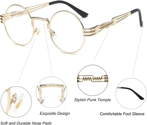 Vista 4 de Dollger Gafas de sol redondas Steampunk con marco de metal