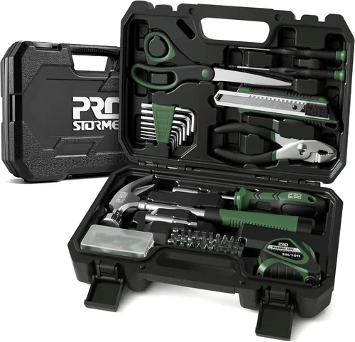 Vista 9 de Prostormer - Kit de herramientas de 93 piezas para reparaciones básicas del hogar con estuche de almacenamiento, pequeño kit de caja de herramientas
