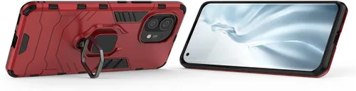 Vista 2 de Compatible con funda Xiaomi Mi 11, soporte de anillo de metal, a prueba de golpes, parachoques duro (funciona con soporte magnético para automóvil)