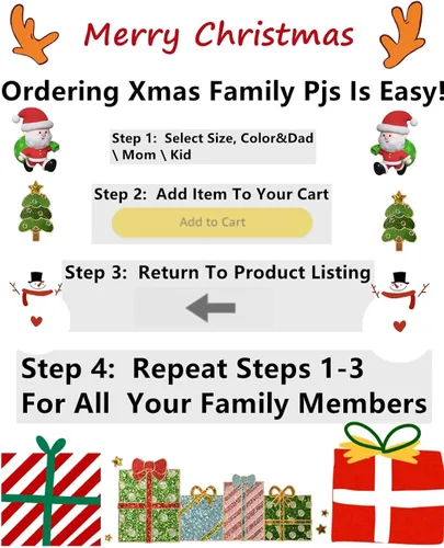 Vista 5 de Ekouaer Matching Family Christmas Pajamas Set Women Men Holiday Sleepwear Soft Nightwear Xmas Pjs Clothes Kid