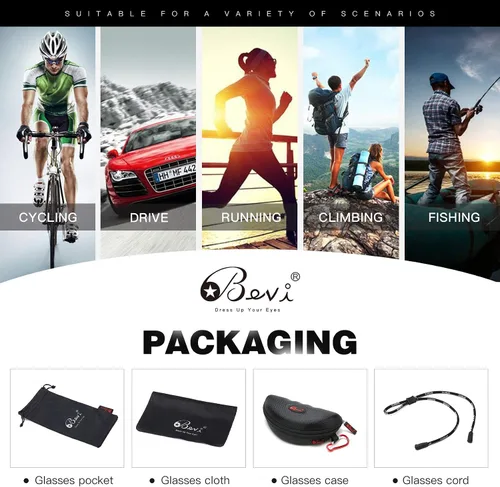 Vista 7 de Bevi Gafas de sol deportivas polarizadas para hombres y mujeres béisbol correr ciclismo golf tr90 marco duradero y ultraligero