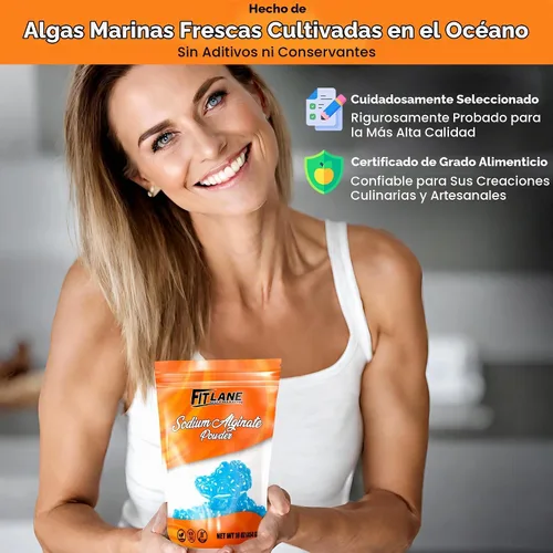 Vista 9 de Polvo de alginato de sodio 16 oz, ingrediente a granel de grado alimenticio