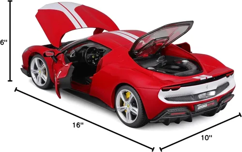 Vista 7 de Maisto 1:18 Race & Play Ferrari 296 GTB Assetto Fiorano Rojo
