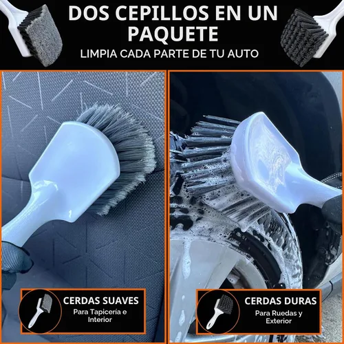 Vista 8 de Cepillo de mango corto para ruedas y neumáticos Cepillo de lavado de automóviles para detalles automáticos Cepillo de limpieza profunda