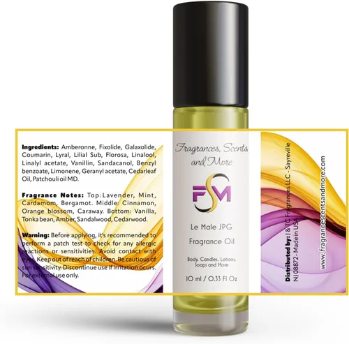 Vista 2 de Le Male JPG - Aceite aromático de vidrio roll-on (0.33 onzas líquidas)