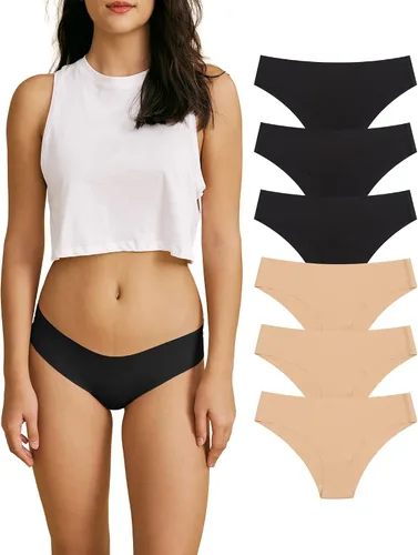 Vista 6 de SHARICCA Bragas de Bikini sin Costuras para Mujer, de Corte Descarado, Invisibles, Transpirables, Suave, Elásticas, Ropa Interior, Paquete Múltiple
