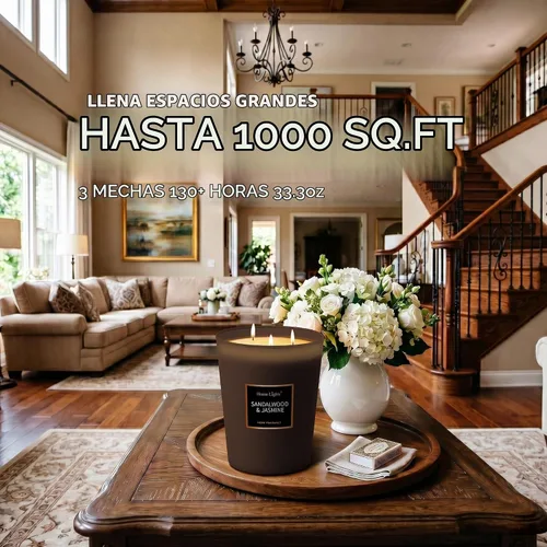 Vista 3 de HomeLights - Velas perfumadas Tarro grande de 33.3 onzas, vela de soja natural 130 horas con 3 mechas de algodón, velas de fragancia