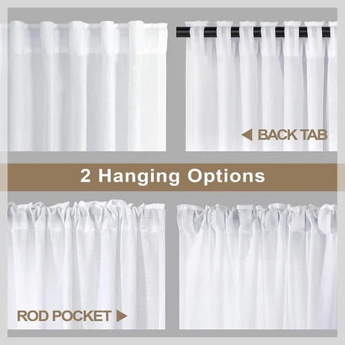 Vista 22 de Pitalk Cortinas de lino para café de 24 pulgadas de largo, con bolsillo trasero, plisadas, estilo bohemio, granja, cocina, cortinas para ventana