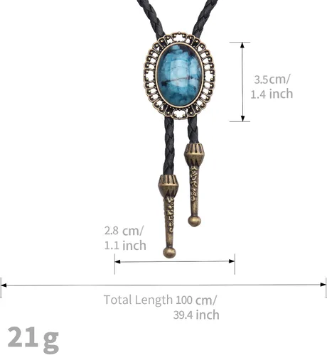Vista 7 de GelConnie - Corbata con cordón de cuero adornado y una corredera de metal (bolo), estilo nativo americano, collar de vaquero del oeste americano