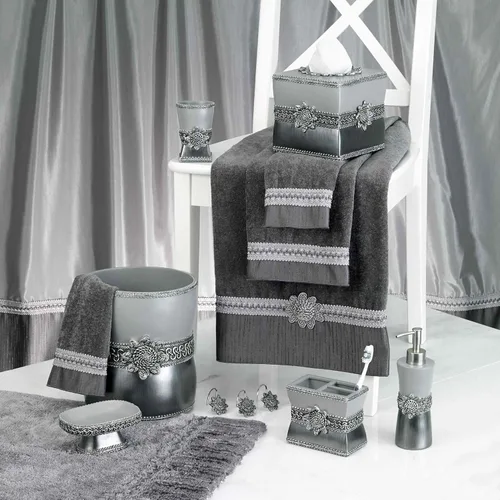Vista 6 de Avanti Linens - Juego de accesorios, vaso de resina, soporte para cepillos de dientes, jabonera y bomba de loción, decoración duradera para el baño