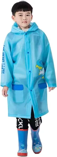 Vista 7 de SUFEINI Chubasquero para niños, traje de lluvia para niños de 6 a 13 años, para niños y niñas, con dibujos animados 3D, chaqueta impermeable