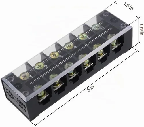 Vista 3 de Uxcell 6 posiciones de doble fila 600V 60A bloque de terminales TBC-6006